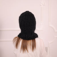 Extra Chunky Black Mohair Balaclava with Full Face Coverage , 30 strands of yarnn T2095