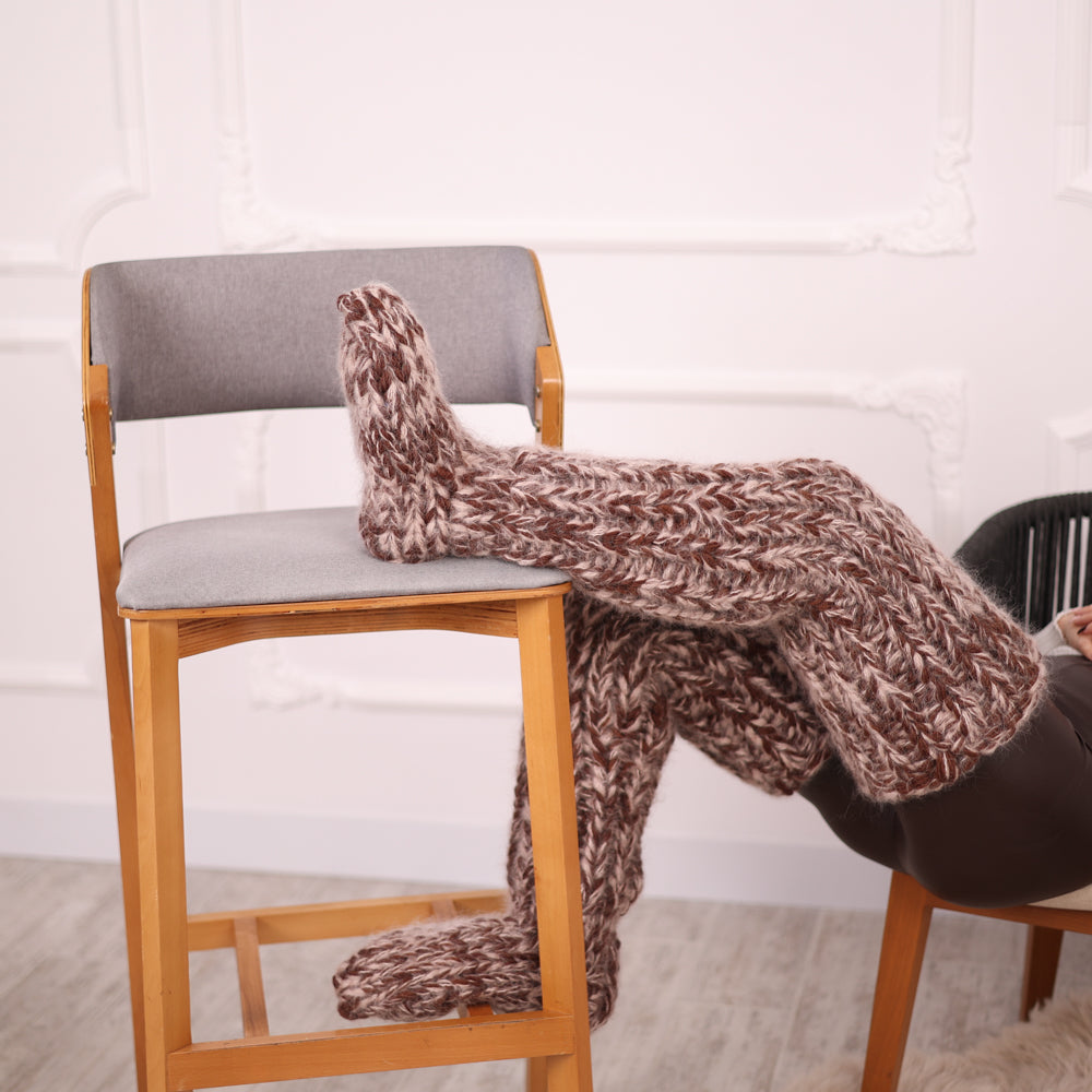 Long Chunky Knit Boot Socks, Over Knee Mohair and Wool Leg Warmers   T2132