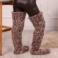 Long Chunky Knit Boot Socks, Over Knee Mohair and Wool Leg Warmers   T2132
