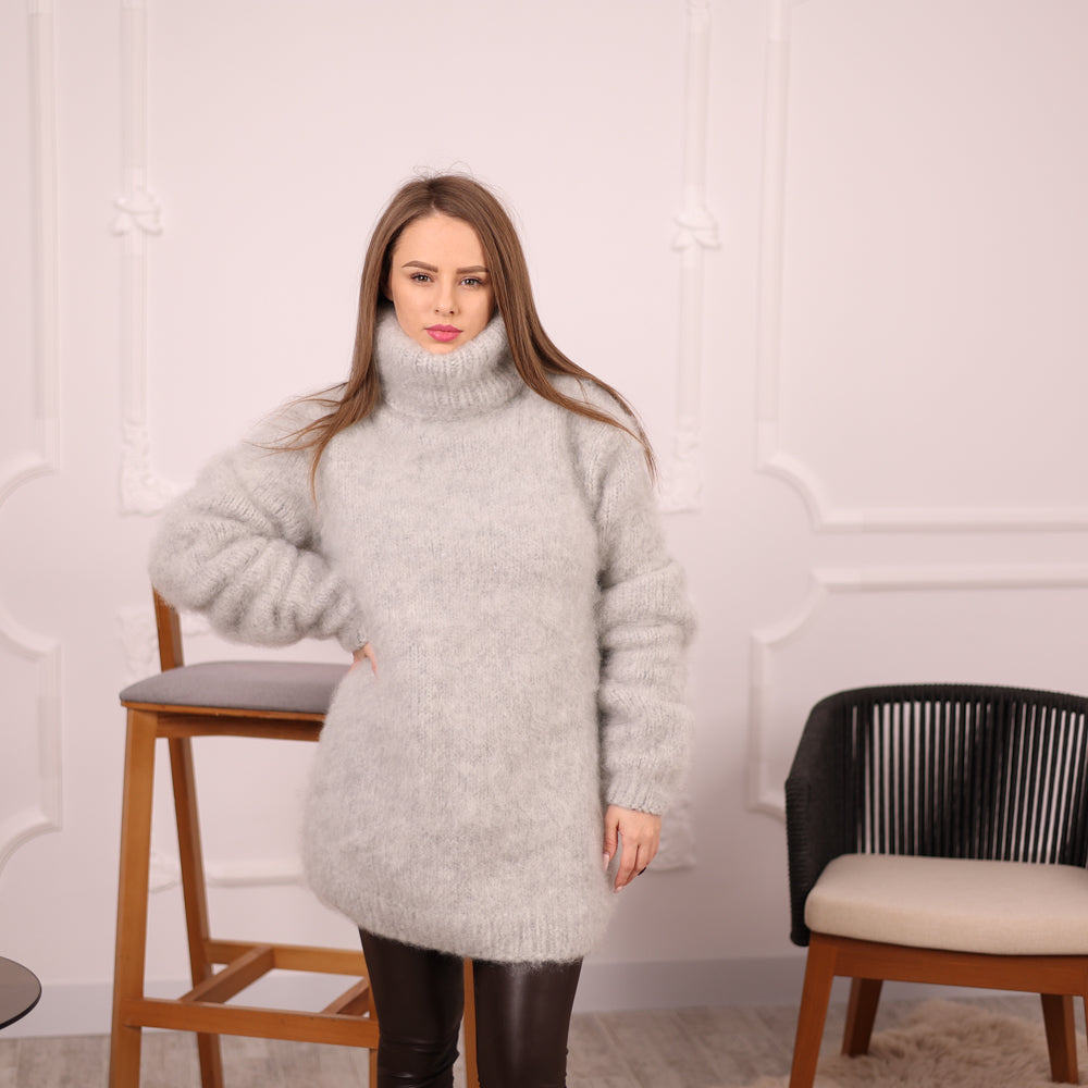Kid Mohair Sweater and Pants Set, Fluffy Knit, Oversized Loungewear T2135