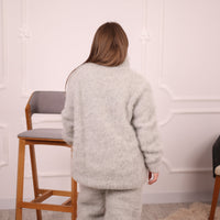 Kid Mohair Sweater and Pants Set, Fluffy Knit, Oversized Loungewear T2135