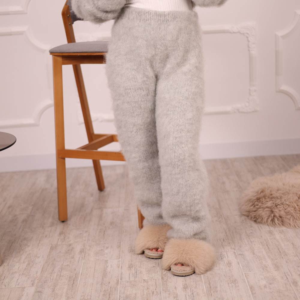 Kid Mohair Sweater and Pants Set, Fluffy Knit, Oversized Loungewear T2135