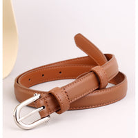Women's Brown Classic Faux Leather Gold - Buckle Belt MDA0898H6I