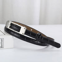 Women's Fashionable Alligator Leather Thin Belt MDA0196H6Y