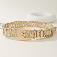 Women's Gold Chic Cotton And Linen Braided Imitation Metal Belt MDA1606H0I