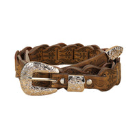 Women's Elegant Western - Style Faux Leather Floral - Embossed Waist Belt MDA1699H5I