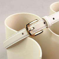 Women's Classic Chic Leather Square - Buckle Belt MDA0869H2I