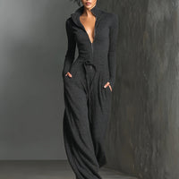 Women's Elegant Knit Sparkling Zipper Front Jumpsuit MDA2560G5I