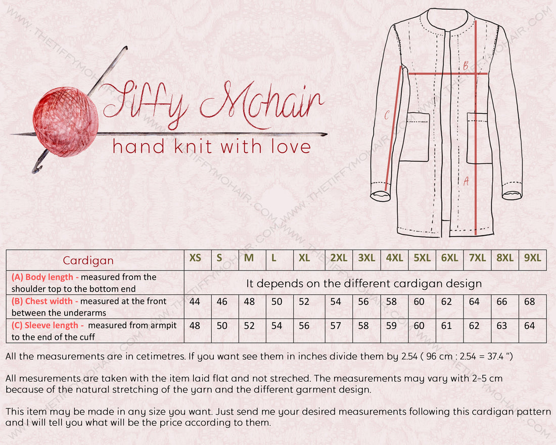 Chunky Cream Pink Melange  Mohair Cardigan – Hand Knitted Oversized Sweater T2153