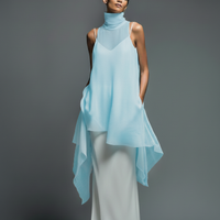 Women's Minimalist Imitation Acetate Slip Dress Paired With A Chiffon Overlay Maxi Dress MDZ2702A3Y