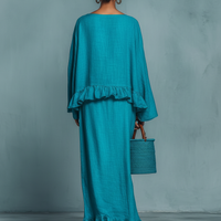 Women's Minimalist Linen Blend Blouse And Straight Skirt Set MDA1655L9Y