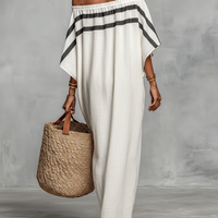 Women's Minimalist Linen Blend Off-the-shoulder Batwing Sleeve Straight-cut Maxi Dress MDZ0949A8Y