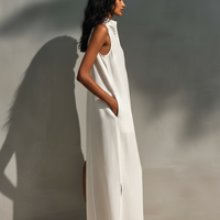 Women's Minimalist Sleeveless Maxi Dress With Cutout Neckline MDZ1206B6Y