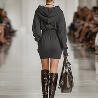 Women's Minimalist Sports Hooded Waist Mini Dress MDA1137J4Y