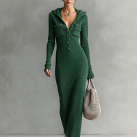 Women's Slim-fit Hooded Knitted Maxi Dress MDA1451H6Y
