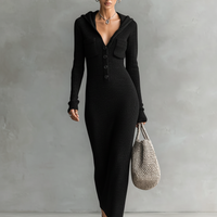 Women's Slim-fit Hooded Knitted Maxi Dress MDA1451H6Y