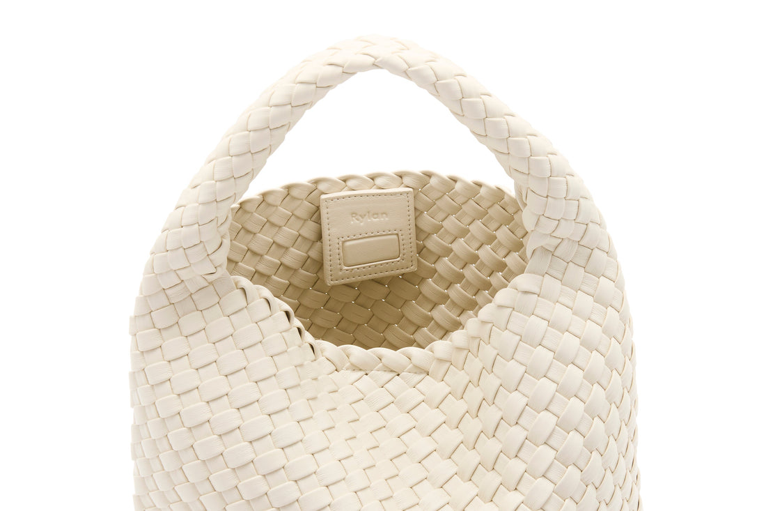 Rylan Recycled Leather Small Tote - Ivory