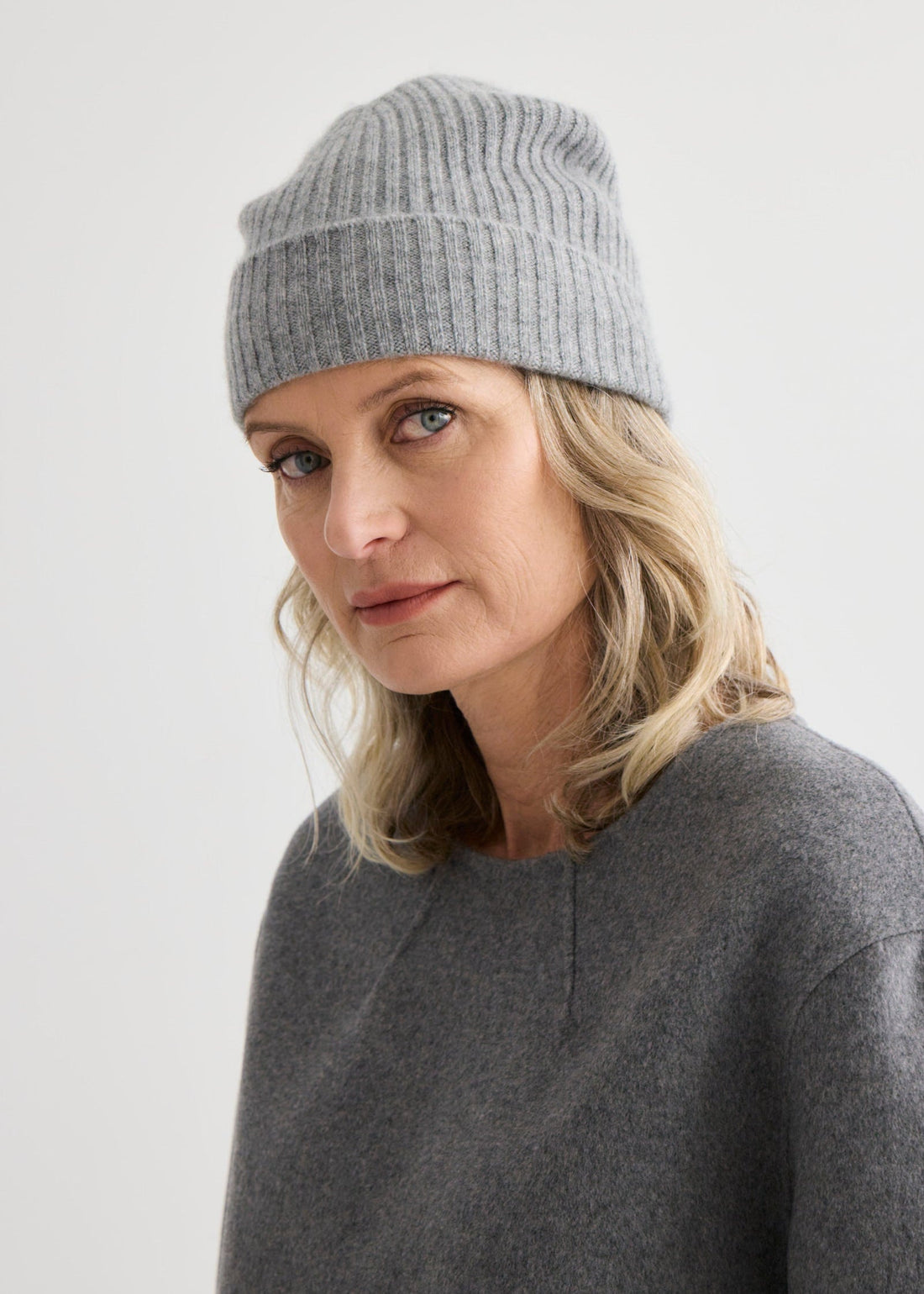 Cashmere Beanie - Grey Marle