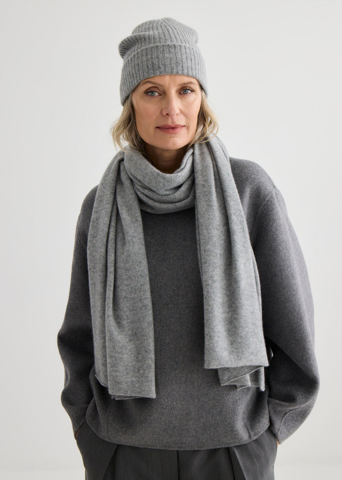 Cashmere Scarf 180 x 60 cm - Grey Marle