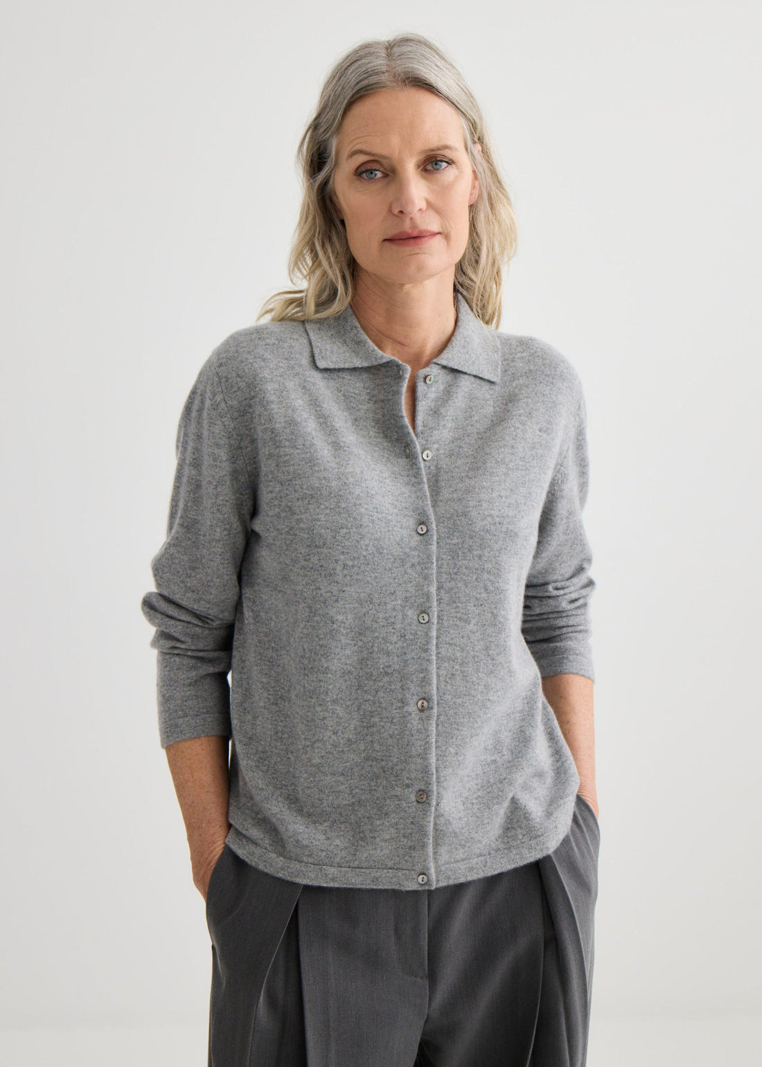Cashmere Shirt - Grey Marle