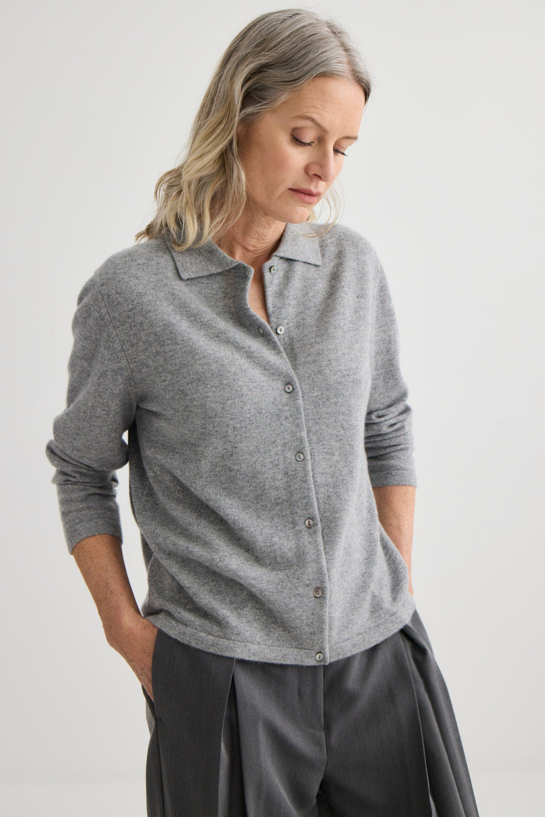 Cashmere Shirt - Grey Marle