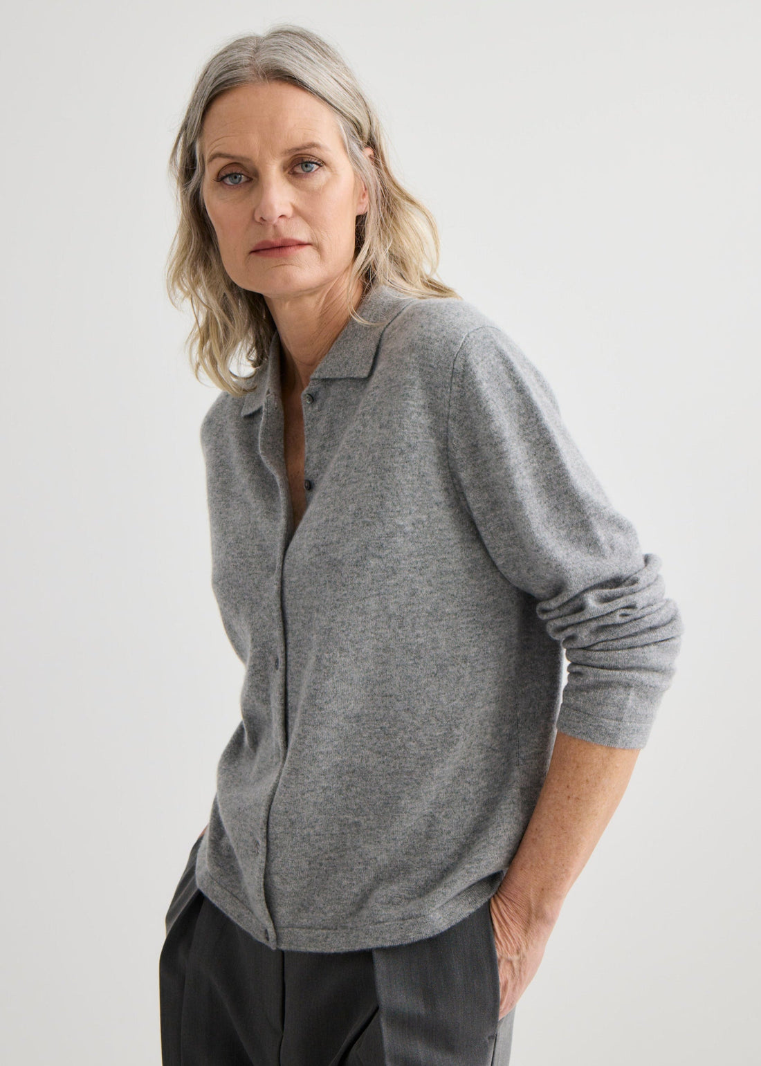 Cashmere Shirt - Grey Marle