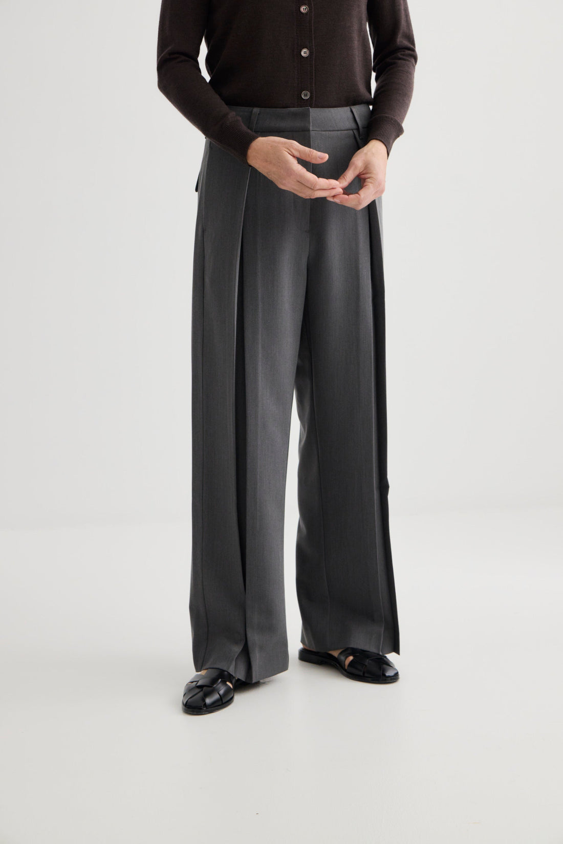 Invert Pleat Trouser - Pewter