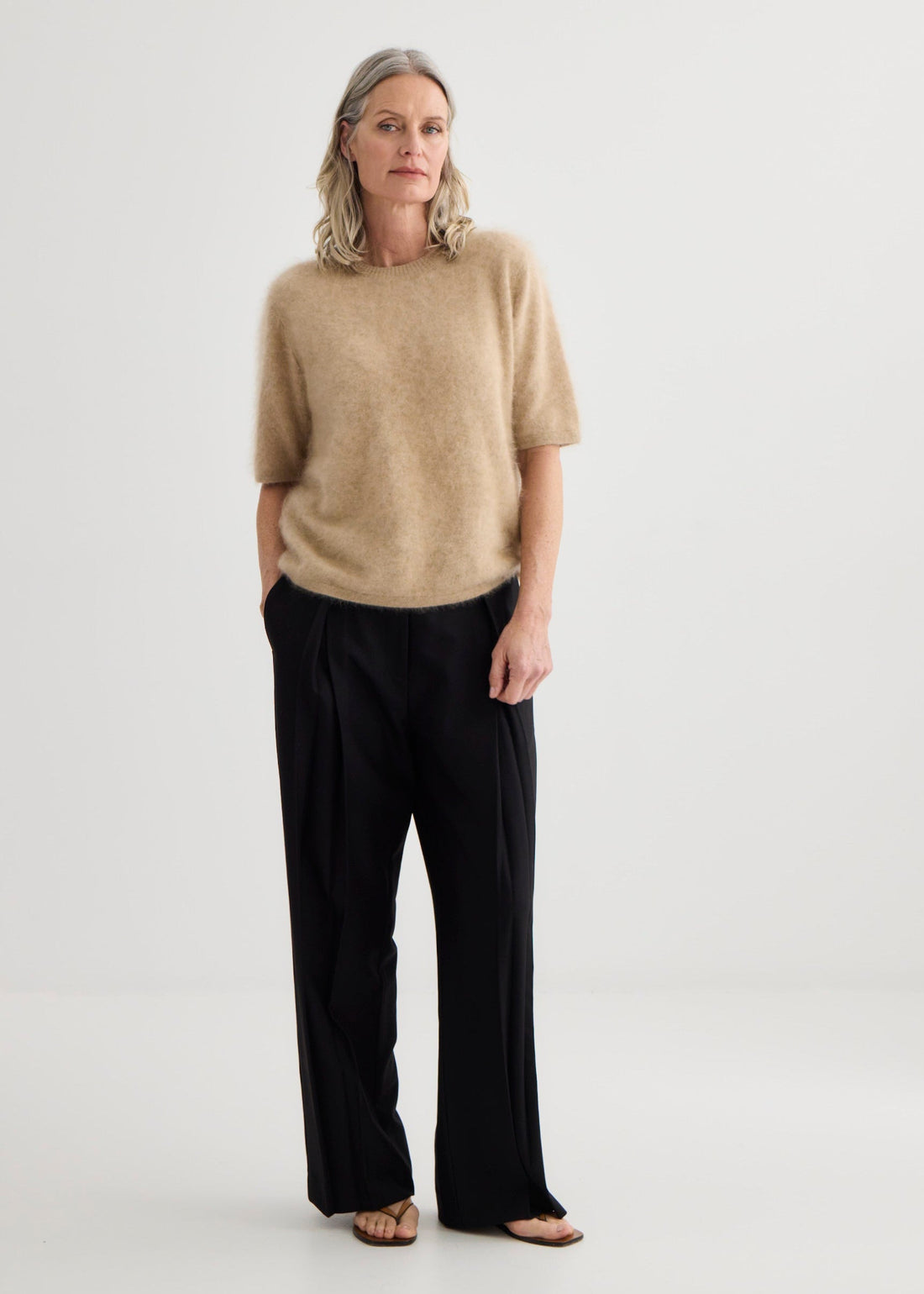 Brushed Cashmere T-Shirt - Soft Beige