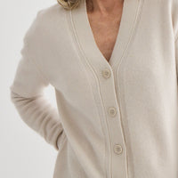 Cashmere V-Neck Cardigan - Oyster
