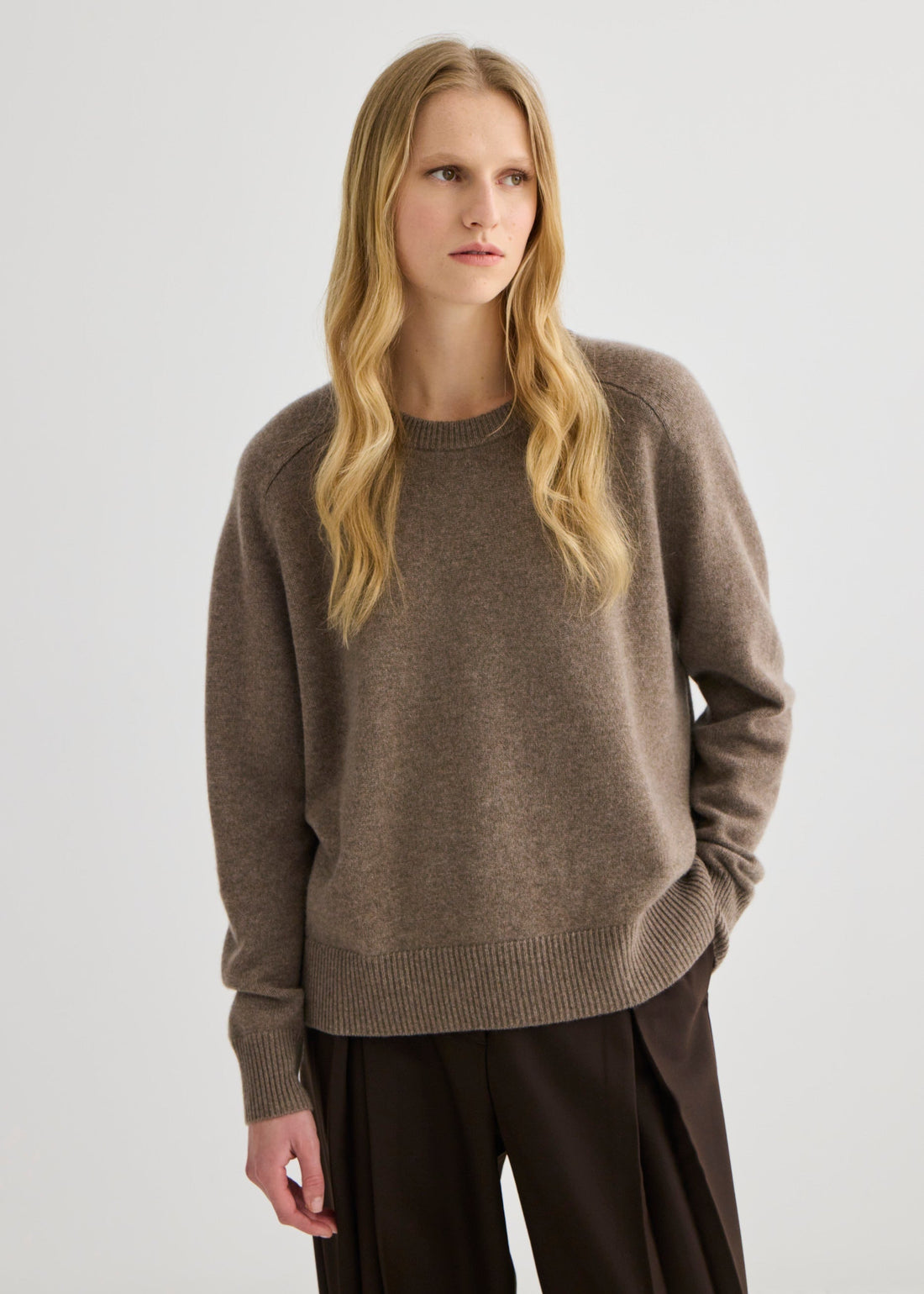 Cashmere Oversized Crewneck - Cocoa Marle