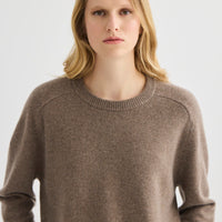 Cashmere Oversized Crewneck - Cocoa Marle