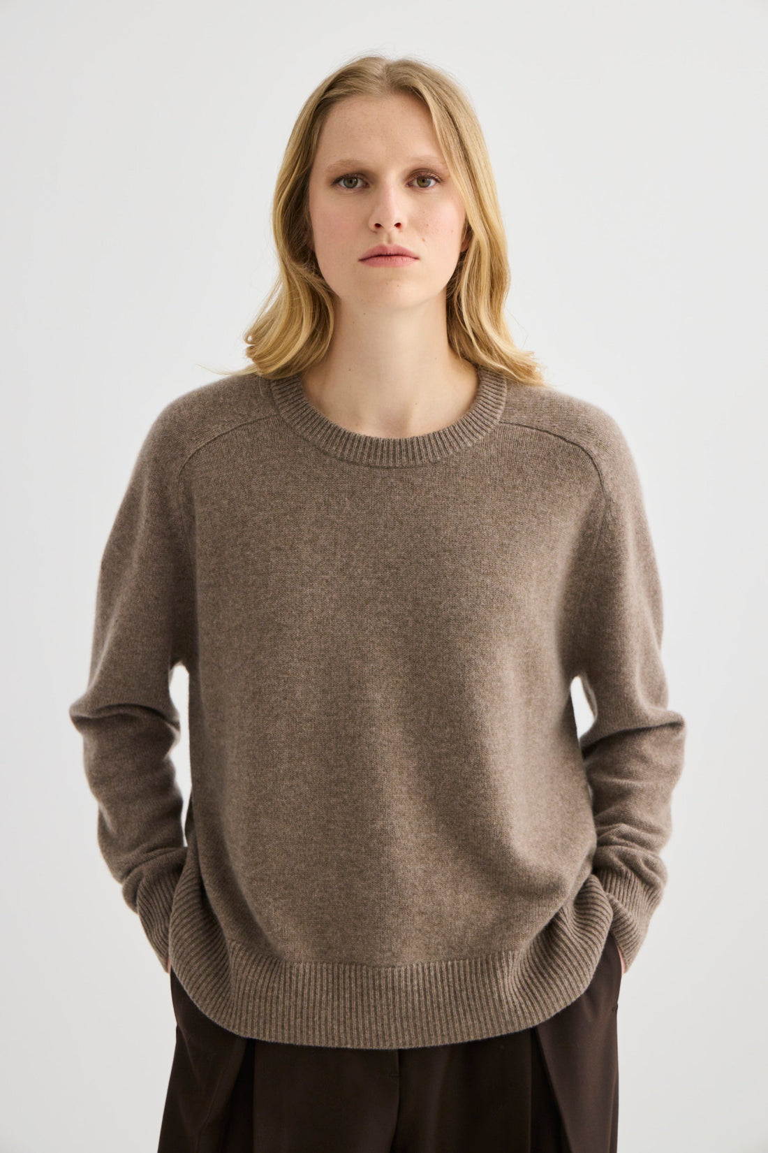 Cashmere Oversized Crewneck - Cocoa Marle
