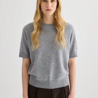 Cashmere Short Sleeve Crew Neck – Grey Marle