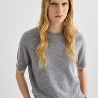 Cashmere Short Sleeve Crew Neck – Grey Marle