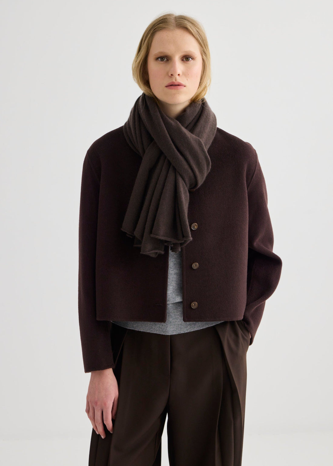 Cashmere Scarf 180 x 60 cm - Bitter Chocolate