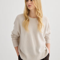 Oversized Pure Cashmere Crew Neck - Oyster