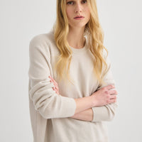 Oversized Pure Cashmere Crew Neck - Oyster