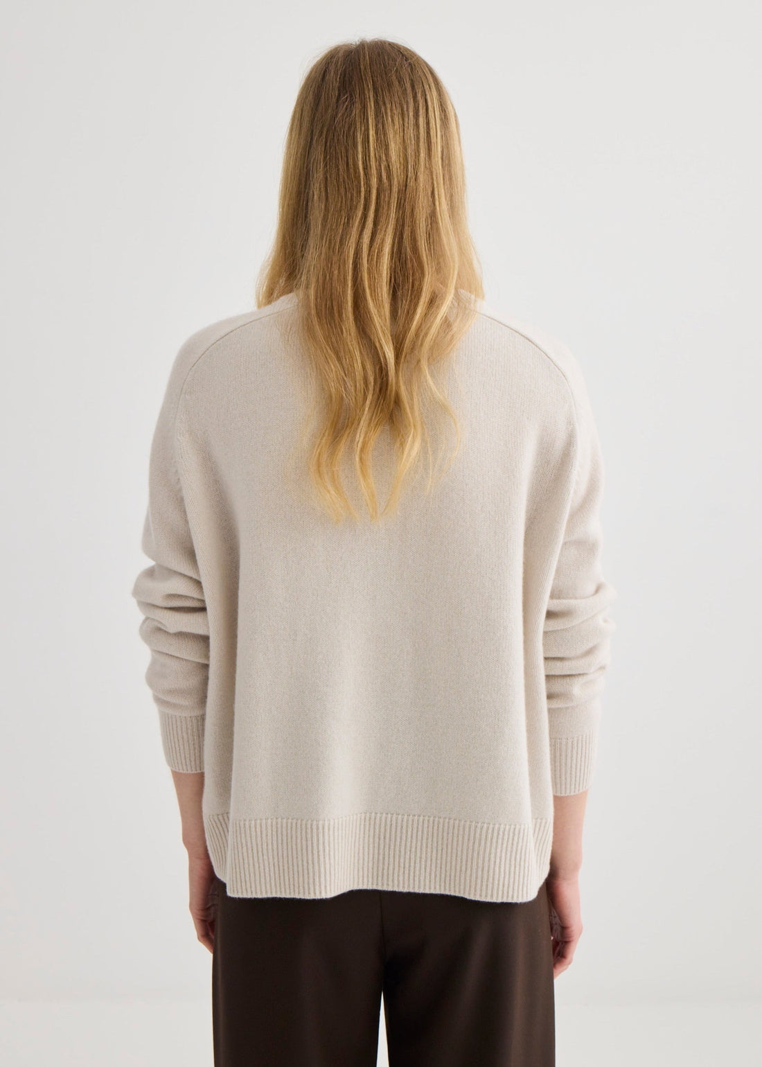 Oversized Pure Cashmere Crew Neck - Oyster