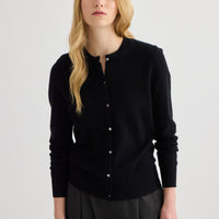 Cashmere Crew Neck Cardigan - Black