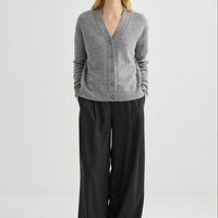 Cashmere V-Neck Cardigan - Grey Marle