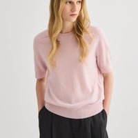 Cashmere Short Sleeve Crew Neck - Blush Pink