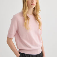 Cashmere Short Sleeve Crew Neck - Blush Pink