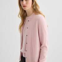 Cashmere Crew Neck Cardigan - Blush Pink