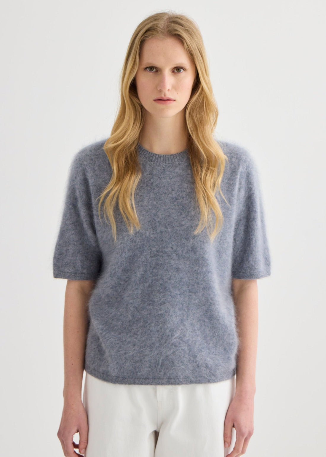 Brushed Cashmere Tee - Grey Marle
