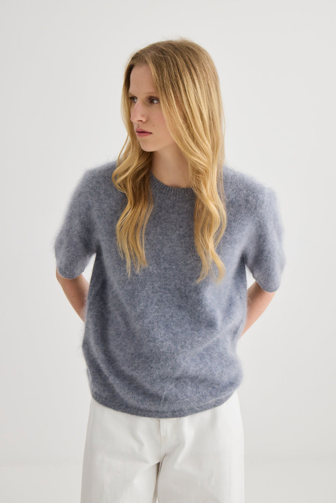Brushed Cashmere Tee - Grey Marle