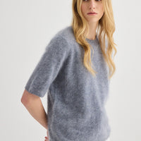 Brushed Cashmere Tee - Grey Marle