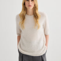 Brushed Cashmere T-Shirt - Oyster