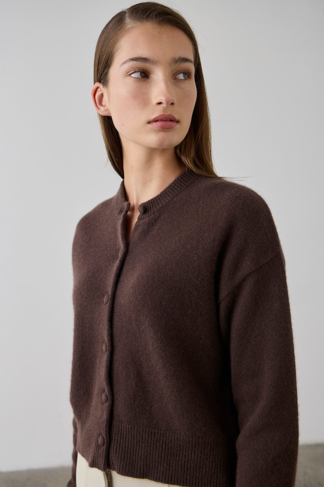 Boxy Cashmere Cardigan - Chocolate