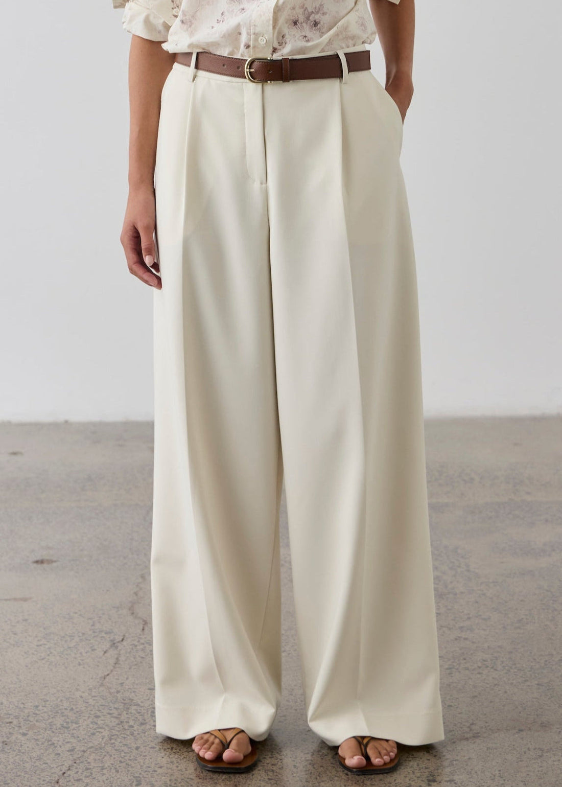 Simone Wide Leg Trouser - Cream