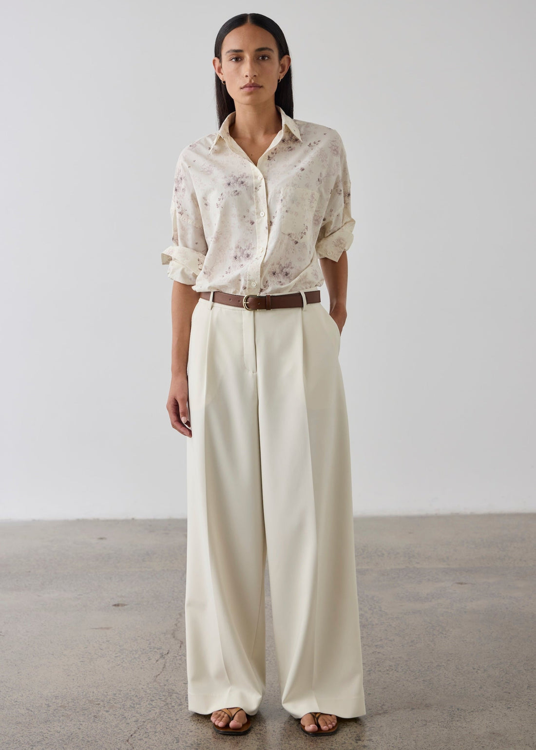 Simone Wide Leg Trouser - Cream